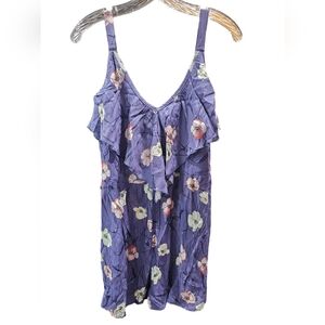 Band Of Gypsies Purple Floral Romper Size L NWT
